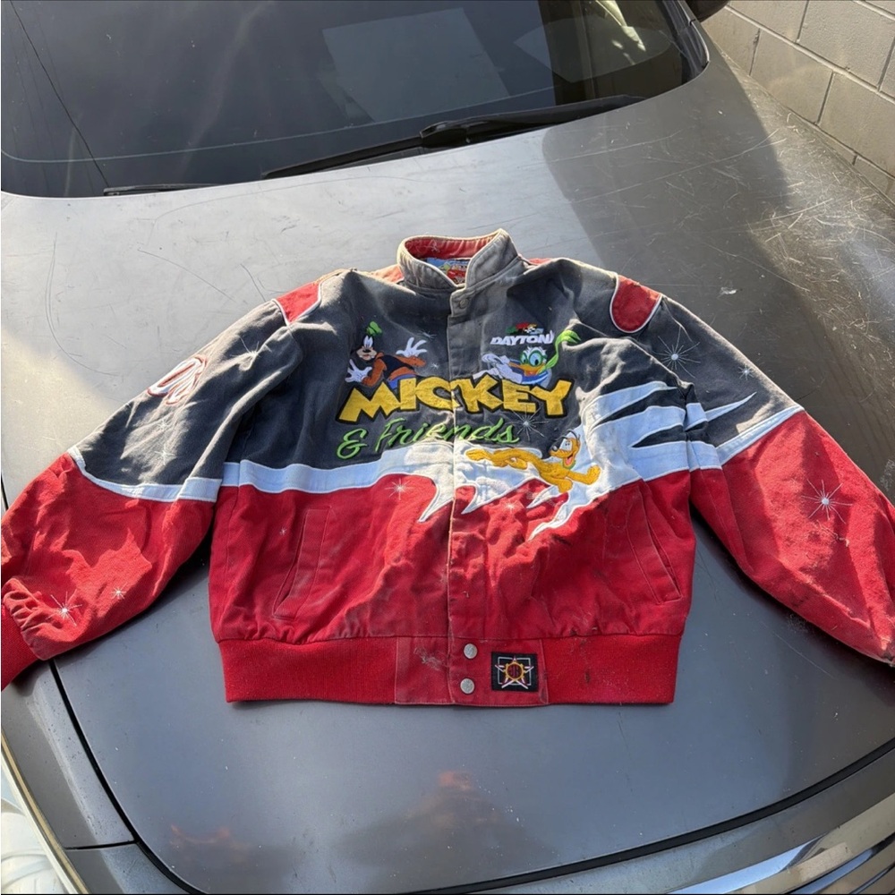 JH Design Disney Mickey & Friends Daytona 500 Racing Jacket - Vintage NASCAR L
